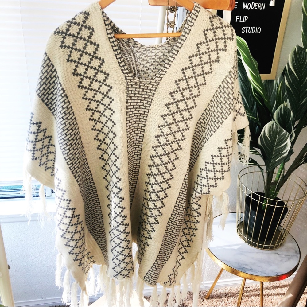 Aztec Print Poncho